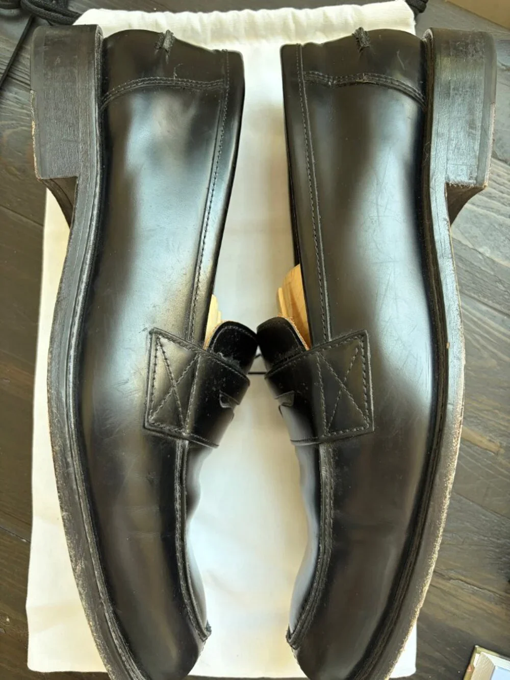 Mr Porter Black Leather Penny Loafers Size 13 (UK Size 12)
